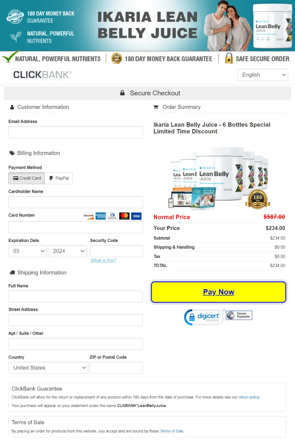 ikaria lean belly juice order page